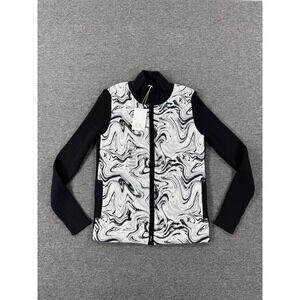 Edinburgh Knitwear Jacket Womens Small Black Splash Marble Puffer Cotton